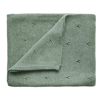 Mushie Knitted Baby Blanket - Pointelle Sage Melange