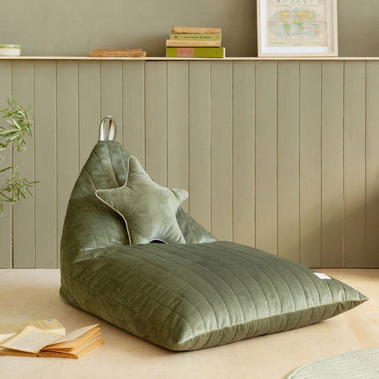 Nobodinoz Essaouira Velvet Bean Bag - Olive Green