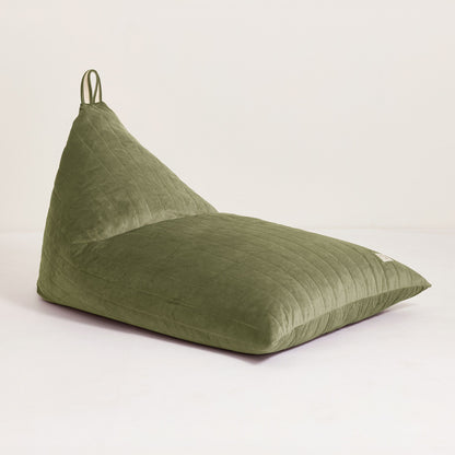 Nobodinoz Essaouira Velvet Bean Bag - Olive Green