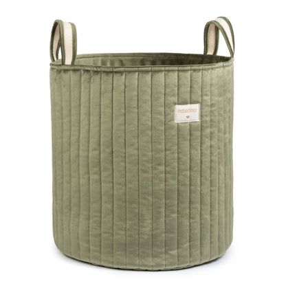 Nobodinoz Large Storage Basket Eco-Velvet - Olive Green