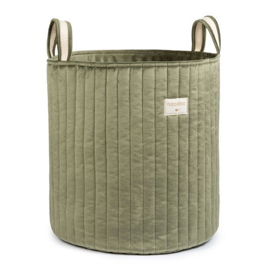 Nobodinoz Large Storage Basket Eco-Velvet - Olive Green