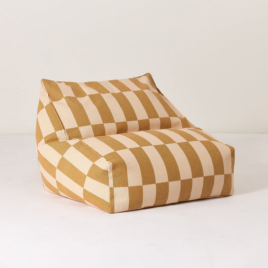 Nobodinoz Vibes Armchair Bean Bag - Mustard And Sand Tiles