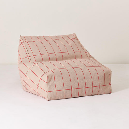 Nobodinoz Vibes Armchair Beanbag - Pink Red Grid