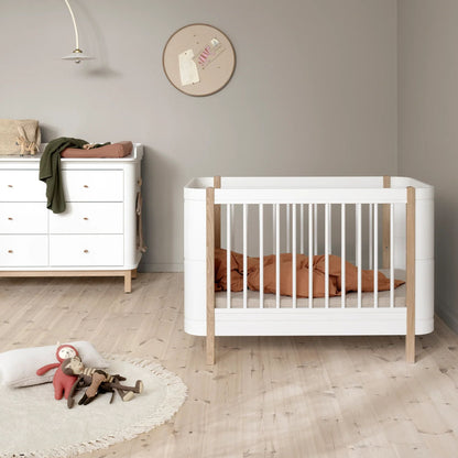 Oliver Furniture Wood Mini+ Cot Bed - White/Oak