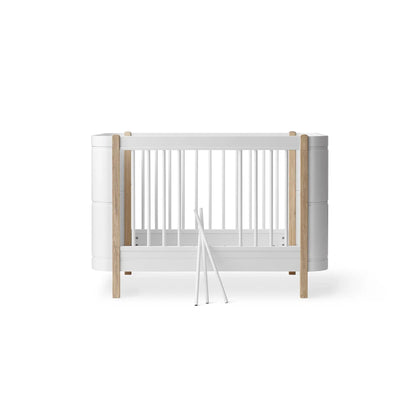 Oliver Furniture Wood Mini+ Cot Bed Incl. Junior Kit - White/Oak (0-9 Years)