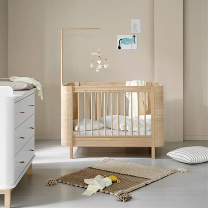 Oliver Furniture Wood Mini+ Cot Bed Incl. Junior Kit - Oak (0-9years)