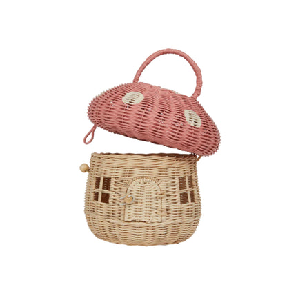 Olli Ella Rattan Mushroom Basket - Musk