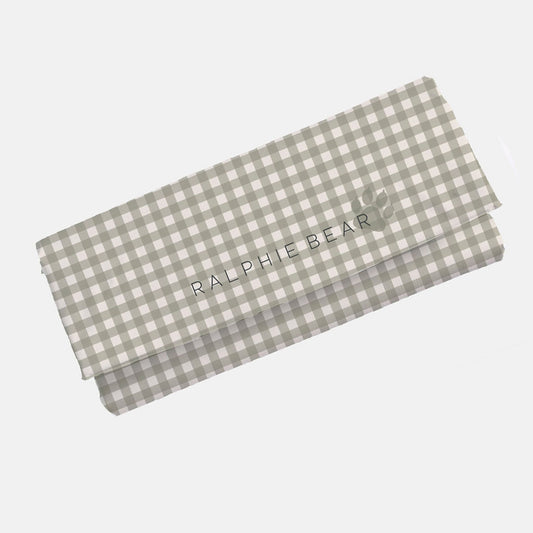 Ralphie Bear Travel Changing Mat - Gingham Sage