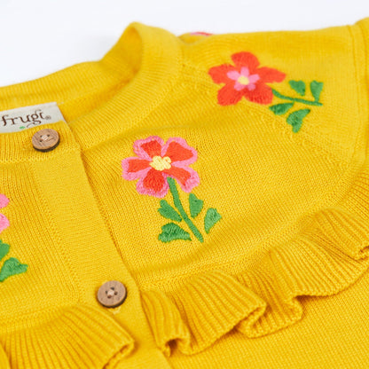 Frugi Romi Ruffle Cardigan - Dandelion / Flowers