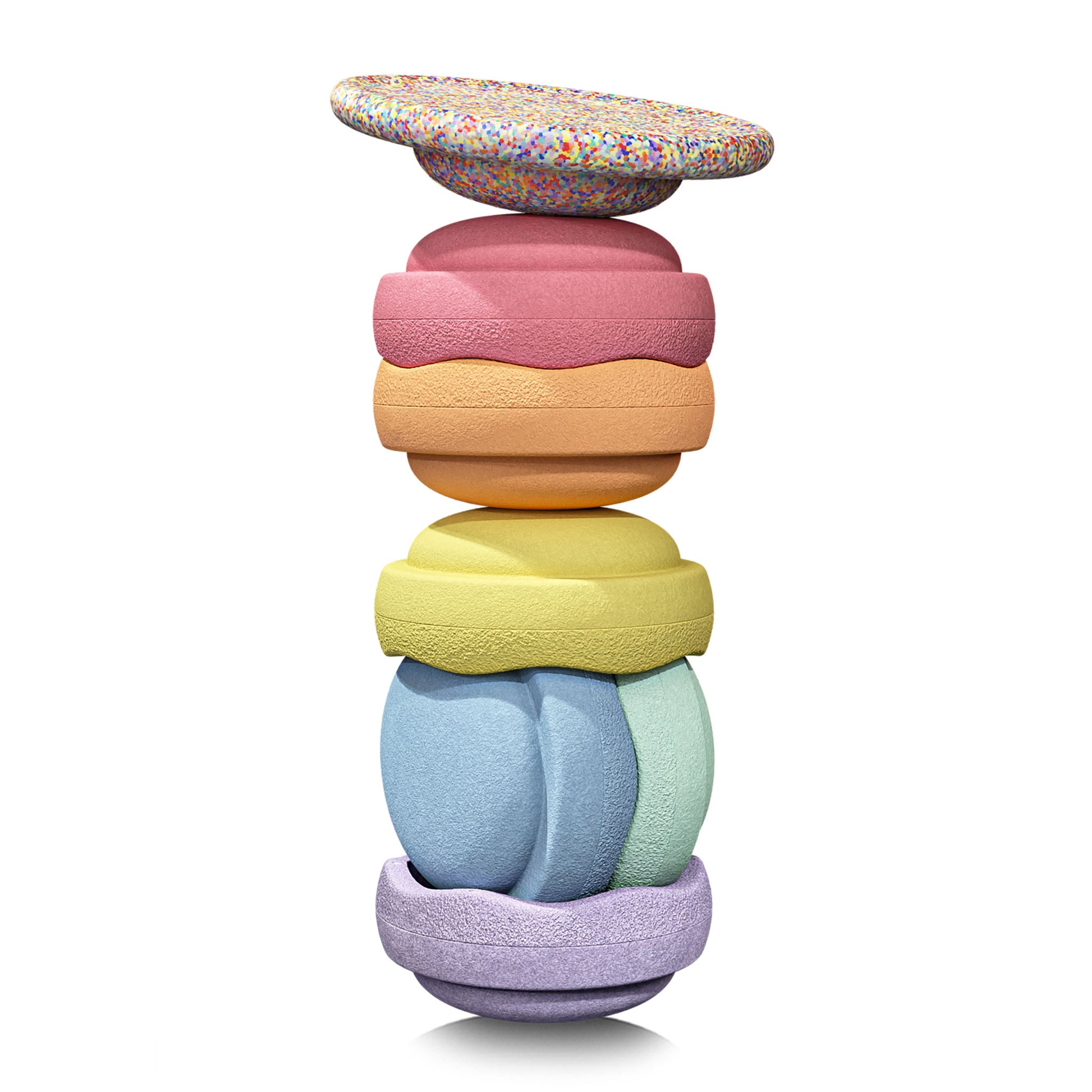 Stapelstein Stepping Stones & Balance Board - Pastel 6+1 Set Stack