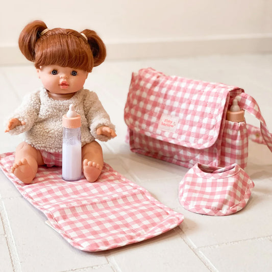 Tiny Harlow Dolls Nappy Bag In Pink Gingham 