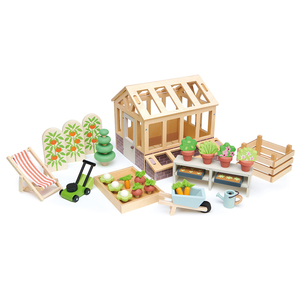 wooden toy garden set