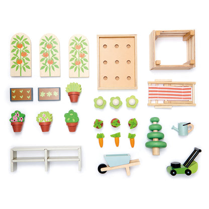 wooden toy garden set