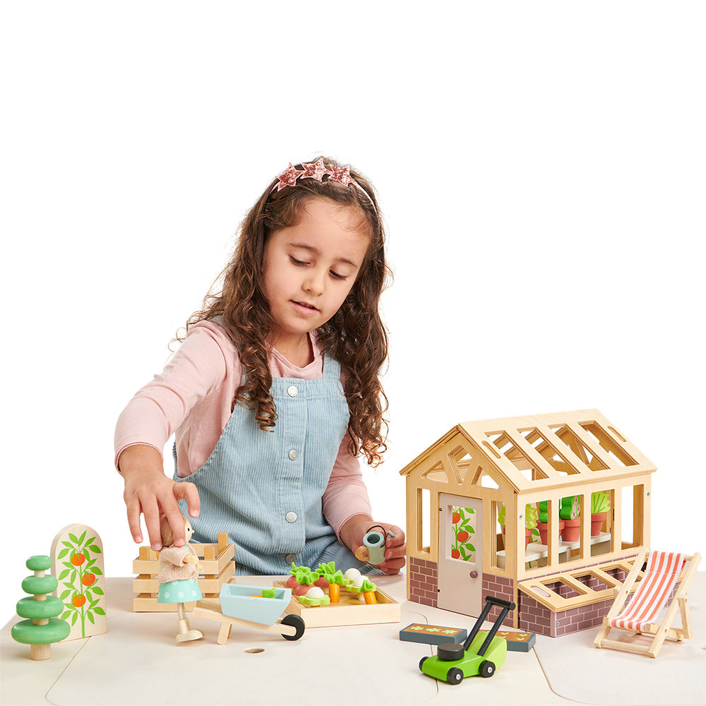 wooden toy garden set