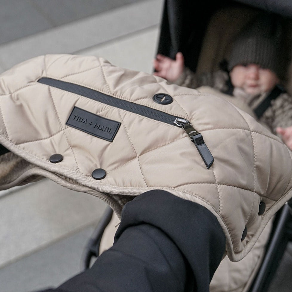 Tiba + Marl Universal Buggy Handmuff - Taupe Quilted