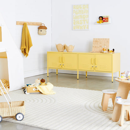 Mustard Made The Standard - Butter in kids bedroom with olli ella baskets and dolls