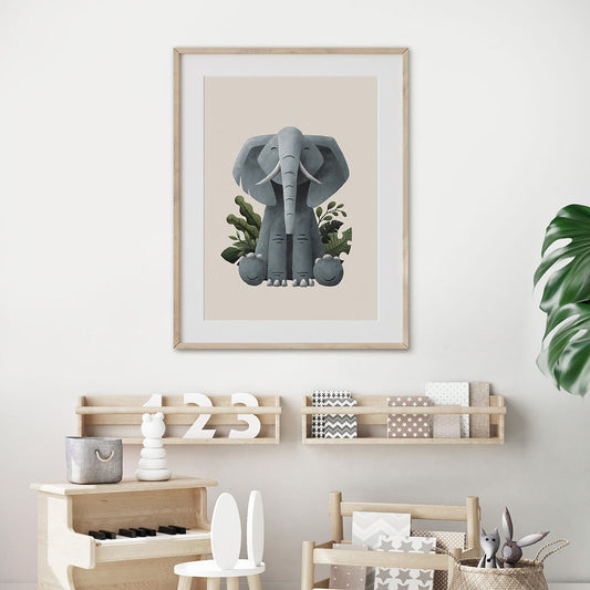 Tigercub Prints - Scandi Elephant Safari Nursery Print