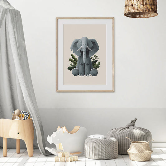 Tigercub Prints - Scandi Elephant Safari Nursery Print