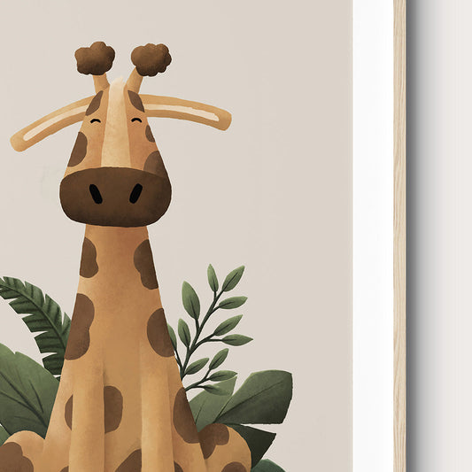 Tigercub Prints - Scandi Giraffe Safari Nursery Print - Close Up Detail