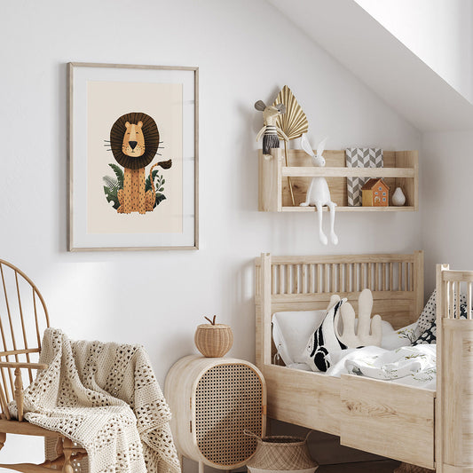 Tigercub Prints - Scandi Lion Safari Nursery Print