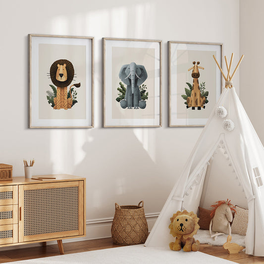 Tigercub Prints - Scandi Safari Nursery Prints Set Of 3