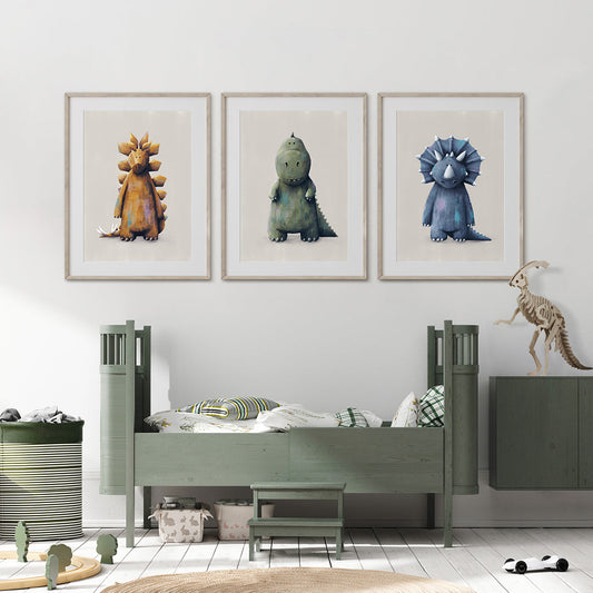 Tigercub Prints - Dinosaur Nursery Prints Set Of 3