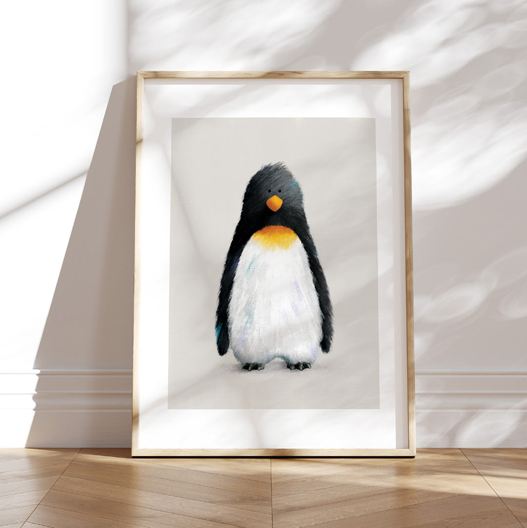 Tigercub Prints - Penguin Polar Nursery Print In Wooden Frame