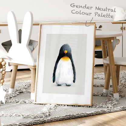 Tigercub Prints - Penguin Polar Nursery Print - Gender Neutral Palette