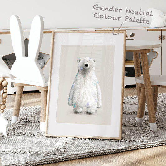 Tigercub Prints - Polar Bear Nursery Print - Gender neutral colour palette