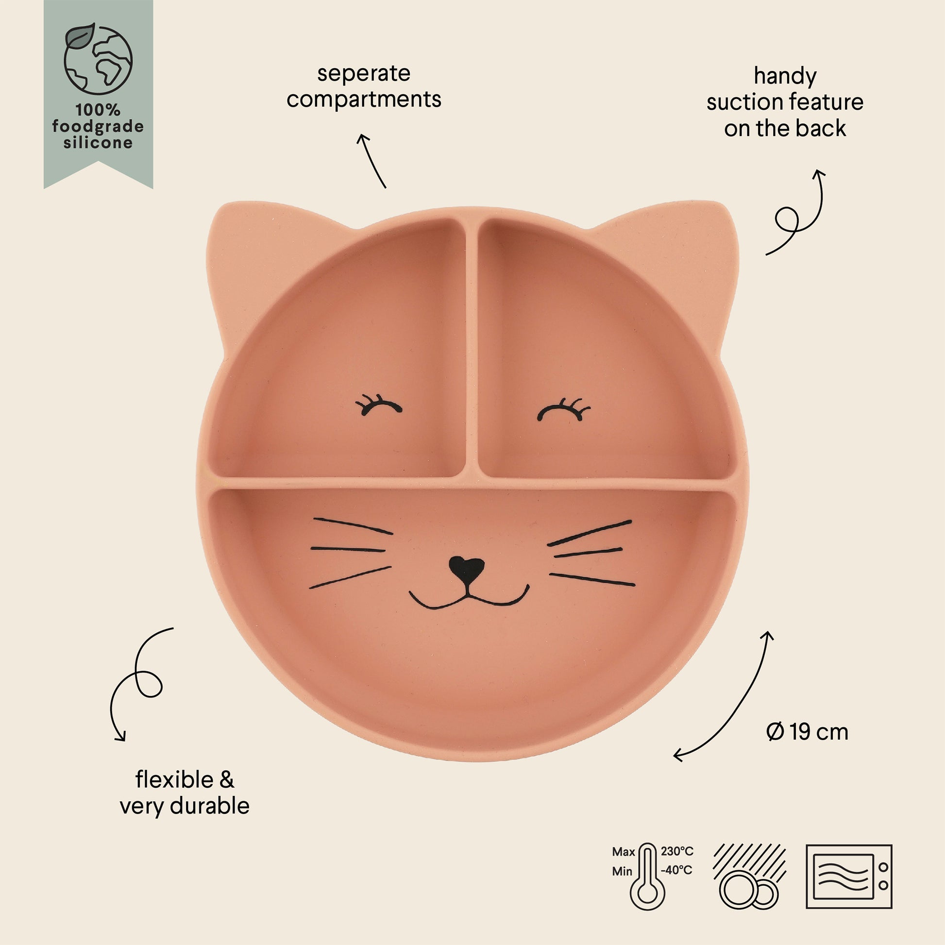 Trixie Silicone Divided Suction Plate - Mrs. Cat - details