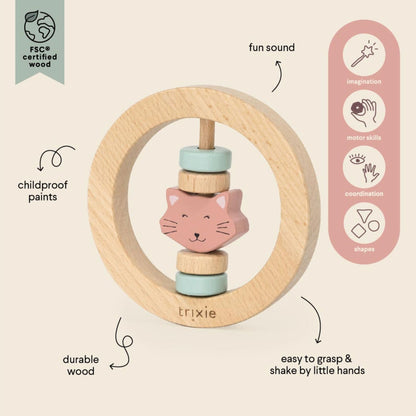 Trixie Wooden Round Rattle - Mrs. Cat