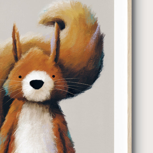 Tigercub Prints - Woodland Squirrel Childrens Nursery Print - Close Up