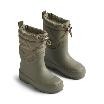 Wheat Drizzle Warm Lined Cuff Wellies - Dry Leaves