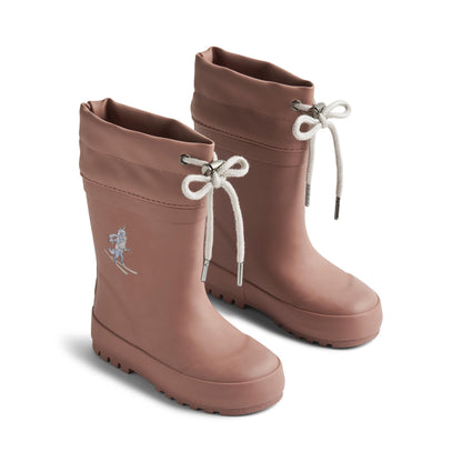 Wheat Warm Lined Cuff Wellies - Old Rose Unicorn