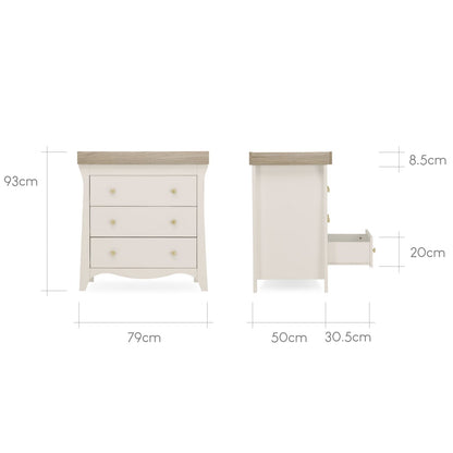 Cuddleco Clara 2 Piece Nursery Furniture Set (Cot Bed & Dresser) - Cashmere & Ash