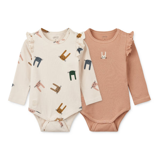 Liewood Yanni Long Sleeve Bodysuits 2 Pack - Bunny Sandy / Pale Tuscany