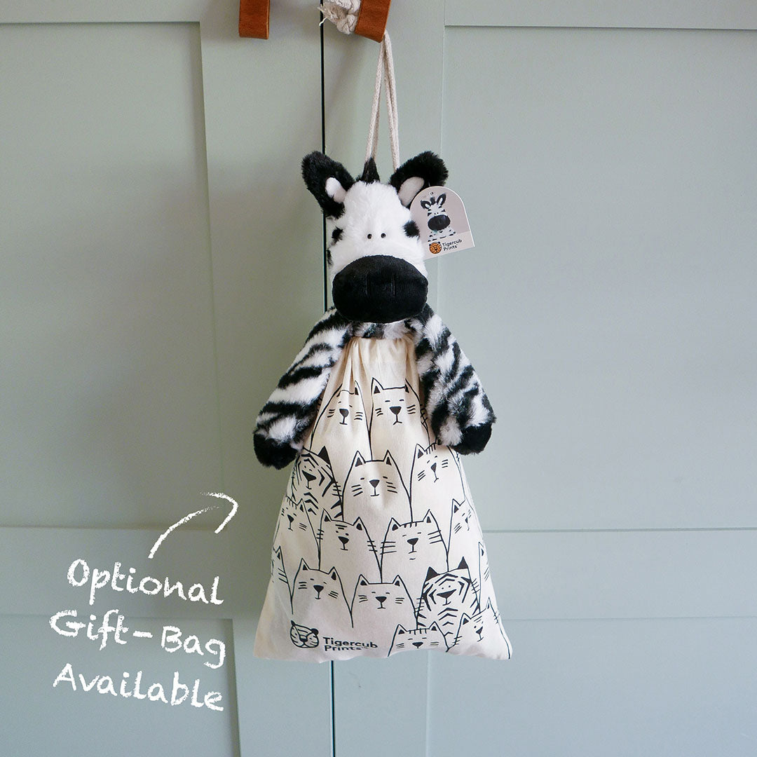 Tigercub Cuddly Toys - Zara the Zebra in The Tiger And Kittens Gift Bag