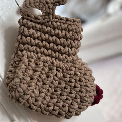 Zuri House Crochet Reindeer Stocking - Cappuccino