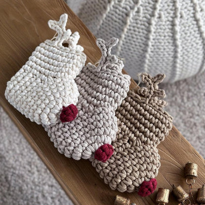 Zuri House Crochet Reindeer Stocking - Cappuccino