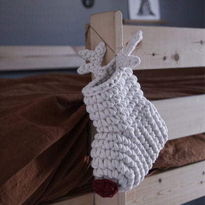 Zuri House Crochet Reindeer Stocking - Ivory