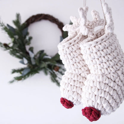 Zuri House Crochet Reindeer Stocking - Ivory