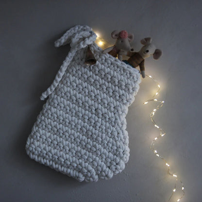 Zuri House Medium Crochet Christmas Stocking - Ivory