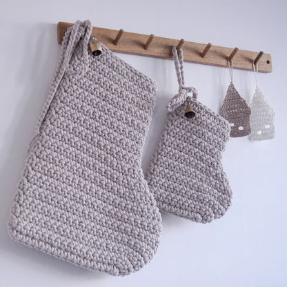 Zuri House Medium Crochet Christmas Stocking - Oatmeal