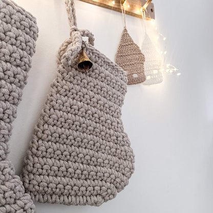 Zuri House Medium Crochet Christmas Stocking - Oatmeal