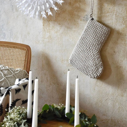 Zuri House Large Crochet Christmas Stocking - Oatmeal