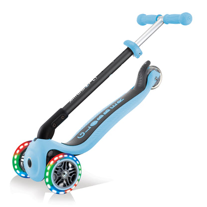 Globber Go Up Foldable Scooter With Lights - Pastel Blue