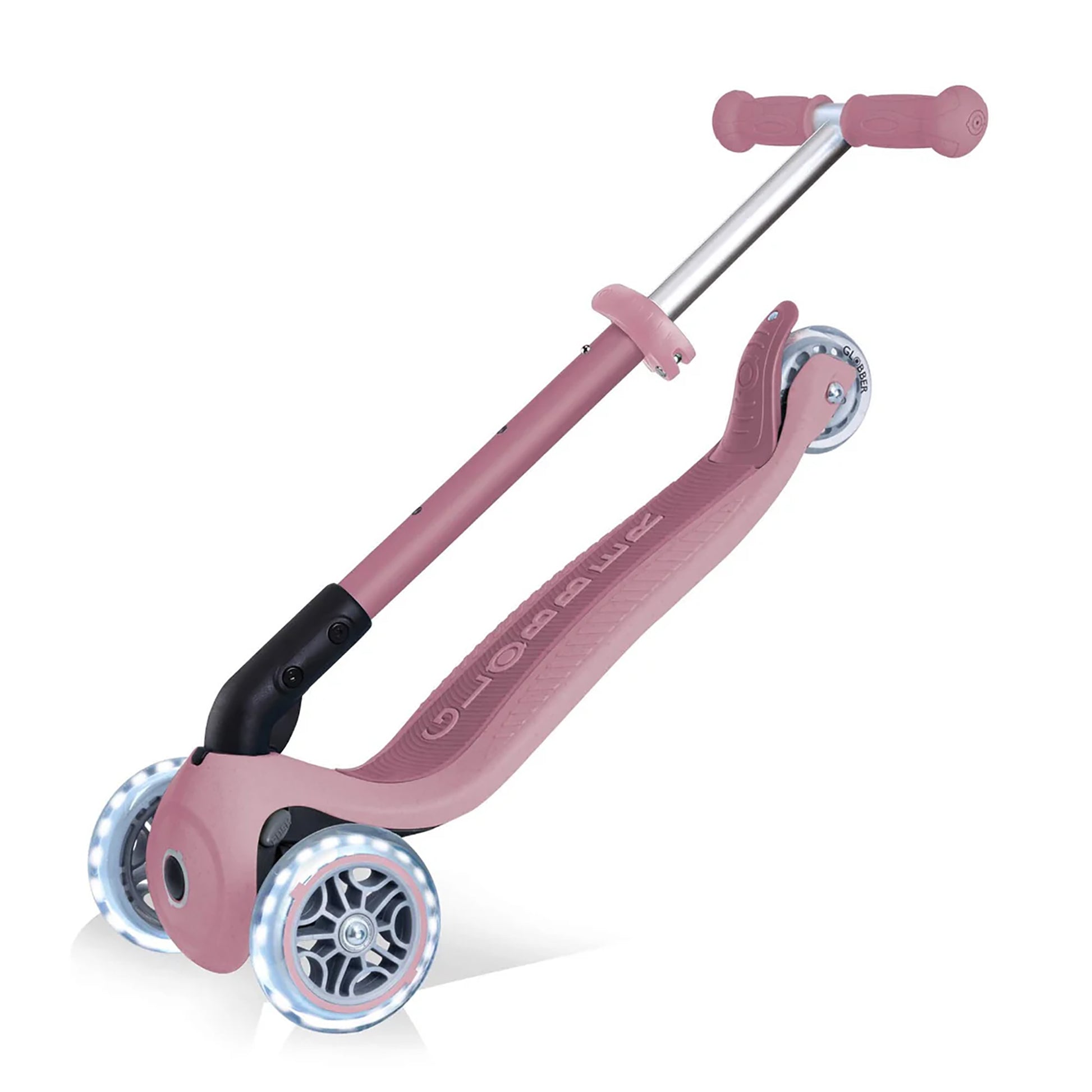 Globber Junior Foldable 3 Wheel Light Up Scooter - Eco - Berry