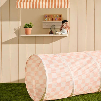 Kids Concept Play Tunnel - Check Apricot