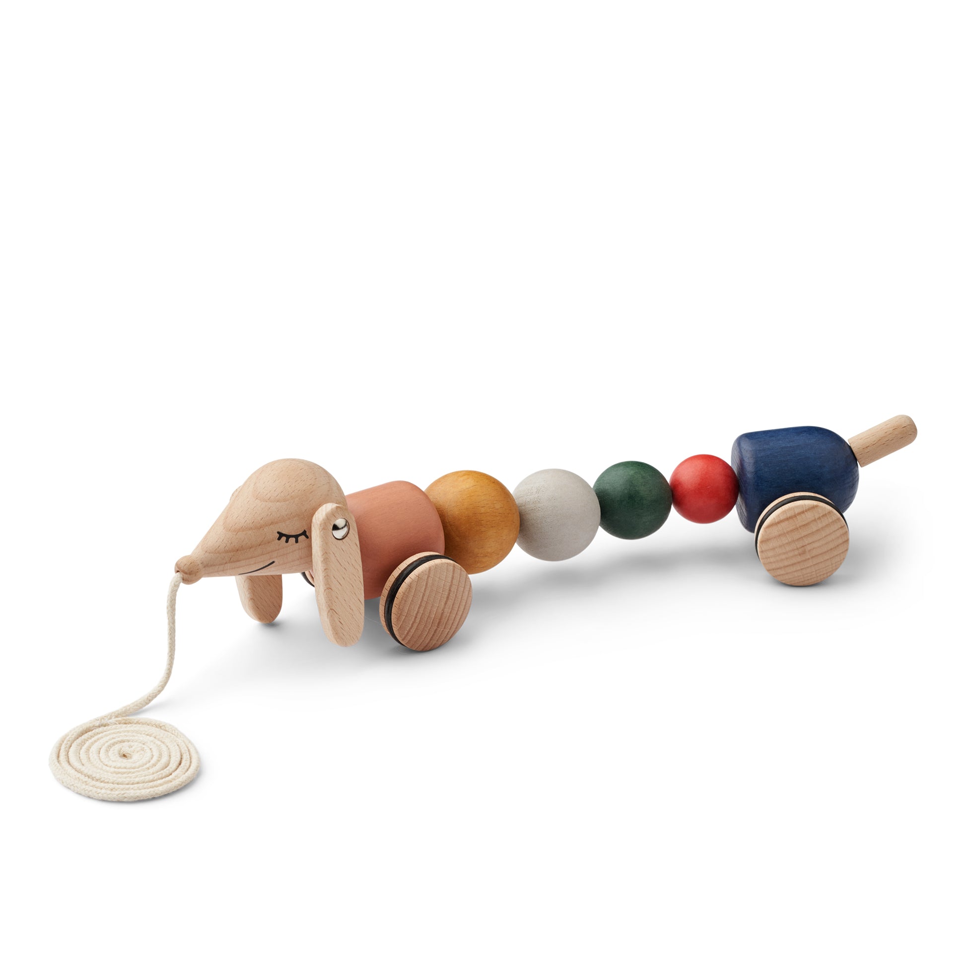 Liewood Barthes Pull Along Dog Toy - Golden Caramel Multi Mix