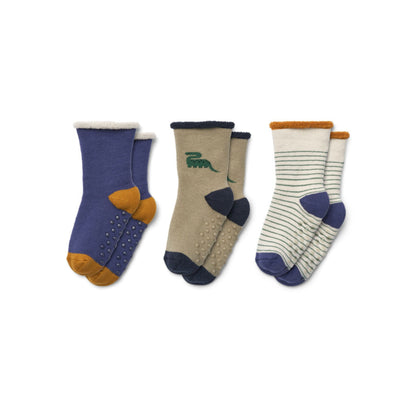 Liewood Eloy Baby Socks 3 Pack - Dino / Mist Mix